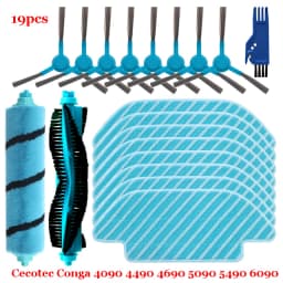 For Cecotec Conga 4090 4490 4690 5090 5490 6090 Robot Vacuum Cleaner Side / Soft Roller Brush Mop Cloth Rags Wheel Accessories