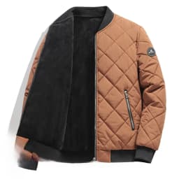 Paul Men's Thickened Fleece Lined Cotton Jacket Baseball Collar Warmth Winter Outerwear Fashion Urban Style Zipper Closure Lo...