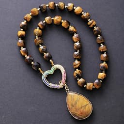 Luxury Natural Quartz Heart Zircon Spring Lock Pendant Necklaces Crystal Healing Lariat Necklace Jewelry Dropshipping