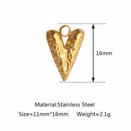 3pcs Stainless Steel Irregular Geometry Heart Charms For Jewelry Embossed Gold Color Plated DIY Earring Necklace Making Supplies
