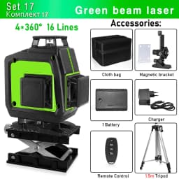 CLUBIONA 16/12 lines Self-leveling Remote Control Outdoor Mode - Receiver Auto 3x360 Green beam Line Laser Level