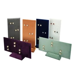 40-Hole Velvet Jewelry Display Stand - Detachable Earring & Pendant Organizer with Wooden Base, Multi-Color for Boutique