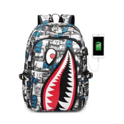 Children's Backpack Shark Personality Pattern Printed Large Capacity Lightweight Simple Backpack Cartoon