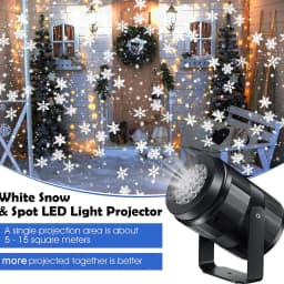 USB Power Christmas Projector Lights LED Fairy Lights 360° Rotating White Snow Projection Lamp for Home Party Xmas Decoration