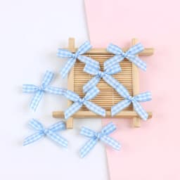 50Pcs/Lot Mini Plaid Stain Ribbon Bow Checkered Gingham Bow For DIY Sewing Crafts Wedding Decoration Hairpin Garment Accessories