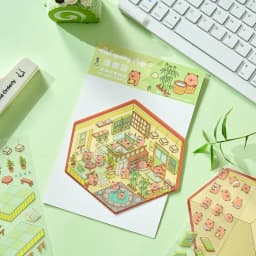 2pcs Cartoon Miniature Scene 3D Landscaping Stickers DIY Cabin Scene Stacking and Pasting Hand Account Cute Gift for Kid Child
