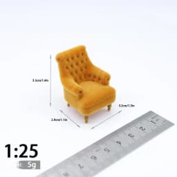 1Pcs Mini Sofa Chair 112 120 125 130 Scale Dollhouse Flocked Armchair for DIY House Scene Decoration
