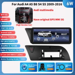 10.25"Android 12 Auto Car radio For Audi A4 A5 B8 S4 S5 2009-2016 Multimedia Video player 4G Carplay GPS navi Stereo QLED Screen