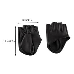 1 Pair Black Pu Leather Half Finger Gloves For Gothic Punk Rock Lolita Harajuku Stage Performance Cosplay Women Fingerless Glove