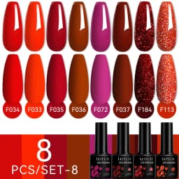 LILYCUTE 12PCs 7ml Nude Brown Red Nail Gel Polish Set Semi Permanent UV Gel For Nail Art Manicure Soak Off Gel Nail Polish Kit