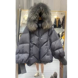 Winter High End Natural Large Fur Collar Down Jacket Female Hooded Warm Thick Parker Jacket Women White Duck Down Loose Outwears