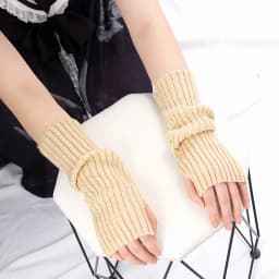 Winter Women's Knitted Fingerless Arm Sleeves Gothic Style Striped Arm Warmers Girls Harajuku Y2K Fashion Wrist Gloves