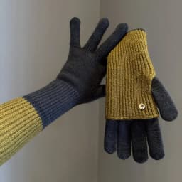 Winter Women's Exposed Finger Touch Screen Warm Long Short Dual-Use Cycling Student Color Blocked Knitted Yarn Gloves