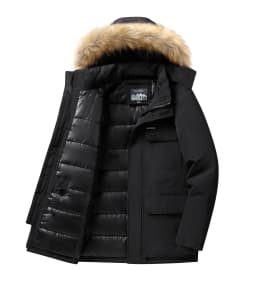-30 Degree Winter Down Jacket Men Down Cotton Parkas Coat Mid-length Large Fur Collar Male Thicken Coat Snow Overcoat Parka