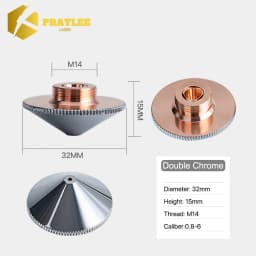 Praylee All Types Laser Nozzles Single/Double Layers Dia.28/D32mm for Raytools Precitec WSX HSG Bodor HANS Fiber Cutting Machine
