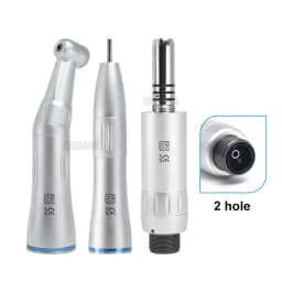 WRC Dental Inner Channel Low Speed Handpiece Set 1:1 Direct Drive Fiber Optic Contra Angle Straight Handpiece Air Motor 40000rpm