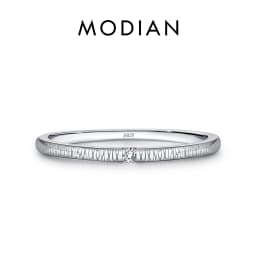 MODIAN 925 Sterling Silver Irregular Cross Line Concave And Convex Metal Texture Rings For Women Fashion Gold Color Fine Jewelry