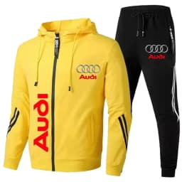 Chándal Para Hombre, Ropa Deportiva Con Logo De Audi Impreso, Jersey Con Capucha Y Cremallera + Pantalones, Conjunto De 2 Piezas