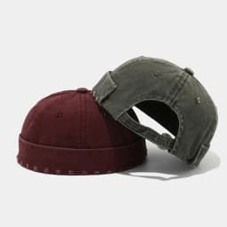 Solid Japanese Korean Style Retro Beanies Men's Women's Washed Cotton Brimless Landlord Docker Cap Street Fashion Unisex