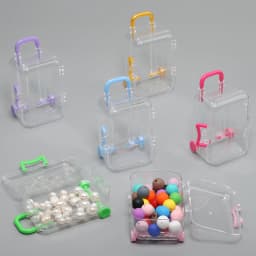 7x5cm Transparent Mini Suitcase Trolley Luggage Candy Packaging Box Handbag Model Earrings Necklace Ring Gift Display Box 1Pcs