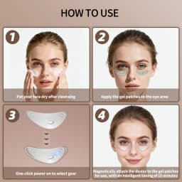 Red Light Under Eye Massager with Patches Portable Microcurrent Eye Skin Care Beauty Device for Eye Bags Dark Circles Puffiness