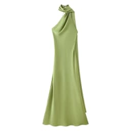 Elegant Long Silk Satin Dress Neck Hanging Pure Color Slim Fit Women's Summer New Fashion Dress City Commuting Casual Wedding
