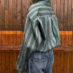 Autumn New Pocket Loose Commute Sweatshirt Vintage Stripe Contrast Color Printed Pullovers Elegant Long Sleeve Stand Collar Tops