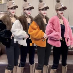 Short New High-End Winter Fur Collar Short Jacket With Integrated Colour Matching Friendly Imitation Fur Jacket For Women Pink