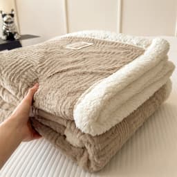 Double Layer Sherpa Fleece Blanket Autumn Winter Thick Warm Plush Blankets for Bed Cozy Fluffy Soft Faux Rabbit Fur Sofa Blanket