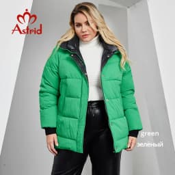 Astrid Women's Jacket Winter 2023 Plus Size Women Parka Contrast Warm Down Jackets Hooded Quilted Cotton Coat Female Clothing
