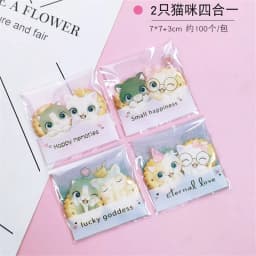100 Pcs 7x7+3cm Plastic Cartoon Self-Adhesive Bag Bakery Packaging Cookie Snack Candy Bags For Wedding Party Gift