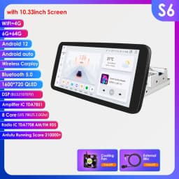 10.33inch 1 DIN Universal Android Car Radio Multimedia Video Player Rotatable Auto Touch Screen DSP Carplay Headunit WIFI 7862