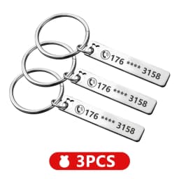 Stainless Steel Anti-lost  Customized Phone Number Key Chain for Women Men Personalized Laser Engraved Names  Bar Key Ring