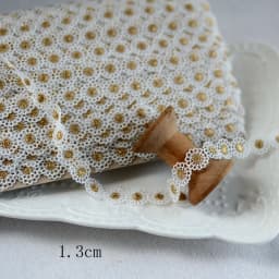 1Yard Gold Flower Lace Trim Ribbon Embroidered Webbing Sewing Craft French African Gift Wrapping 4CM Wide