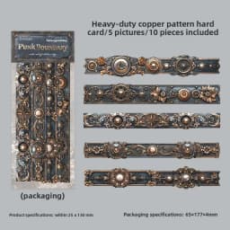 1pack/2pack 6 Designs Punk Border Series Stickers Vintage Embossed Long Hard Card Decals Collage Decoration Material Stationery