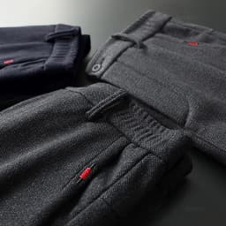 Autumn Winter Men's Casual Pants Solid Color Business Elastic Waist Slim Fit Stretch Thick Gray Black Blue Cotton Trousers Male
