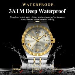POEDAGAR Luxury Top Watch For Man Classic Week Date Waterproof Luminous Men Wristwatch Stainless Steel Quartz Men's Watches Male