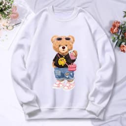 Bear Sister Drinking Milk Tea Printing Women'S Hoody Autumn Warm Fleece Sweatshirt Casual Hoodies Hip Hop Loose Pullovers Top