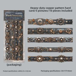 1pack/2pack 6 Designs Punk Border Series Stickers Vintage Embossed Long Hard Card Decals Collage Decoration Material Stationery