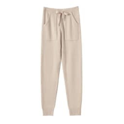 Women's Knitted 100% Wool Pants with Double Pockets and Elastic Waistband for Autumn and Winter, High Stretch Sports Style Pants