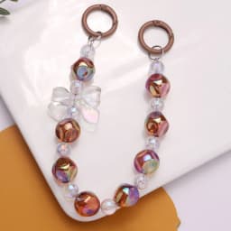 Y2K Cute Bowknot Phone Charm Strap Lanyard DIY Beaded Pendant Sweet Girl Keychain For iPhone Accessories Purse Bag Pendants
