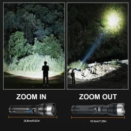 900000LM Powerful LED Flashlight Zoom Torch with Digital Display Portable Type-c Rechargeable Flashlights for Camping Hiking