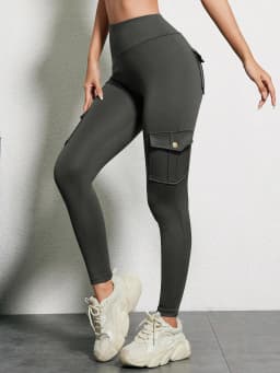 Multi Pocket Cargo Leggings For Women High Waist Butt Lifting Leggings Stretch Slim Workout Yoga Fitness Running Pants