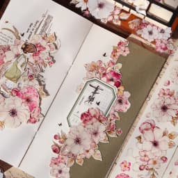 Taoyao Light Retro Pink and White Big Flower Washi PET Journal Sticker Goo Card Tape
