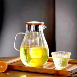 Large-capacity High Borosilicate Vertical Stripes Glass Cold Kettle Lemon Water Bottle Beverage Juice Drink Jug Home Pitcher