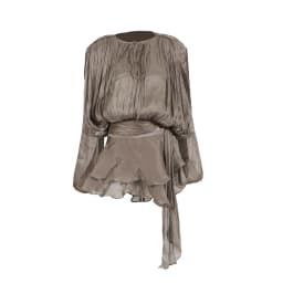 TWOTWINSTYLE Solid Patchwork Lace Up Blouse Mini Dresses For Women V Neck Long Sleeve Sweet Style Dress Female Clothing Fashion