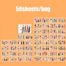Mr Paper 50-piece Character Coil Sticker Pad Cartoon Character Sticker Collection Planner & Diary DIY Album Decorative Materials