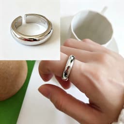 PANJBJ  925 Sterling Silver Double Layer Ring for Women Girl Gift Geometry Hollowing Out Minimalism Fashion Jewelry Wholesale