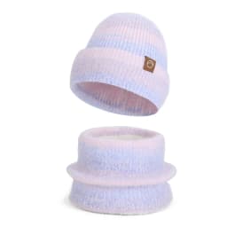 Winter Cap Gloves Scarf Set Women GradientColor Knitted Hat Thickened Fleece Lining Skullcap Outdoor Cycling Windproof Beanies