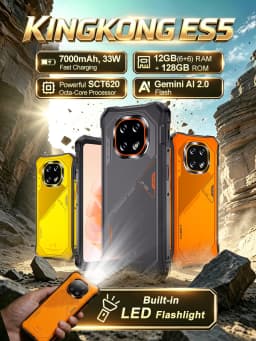 Cubot KingKong ES 5 Rugged Smartphone Android 16 Up to 12GB RAM(6+6GB) 128GB ROM / 24GB RAM(12+12GB) 256GB ROM 6.88-Inch 120Hz Screen 7000mAh Battery NFC Face Recognition Fingerprint Recognition IP69K 64MP+16MP SCT620